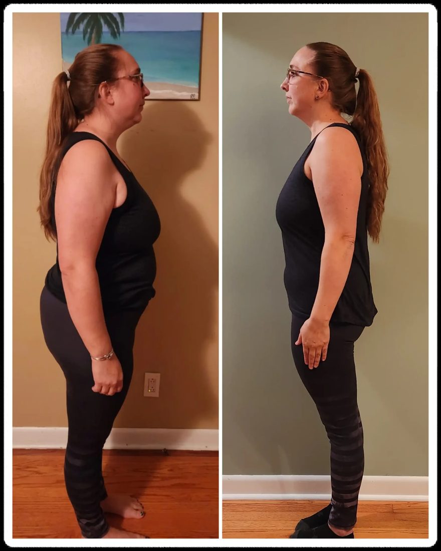 Member weight-loss before and after, side profile
