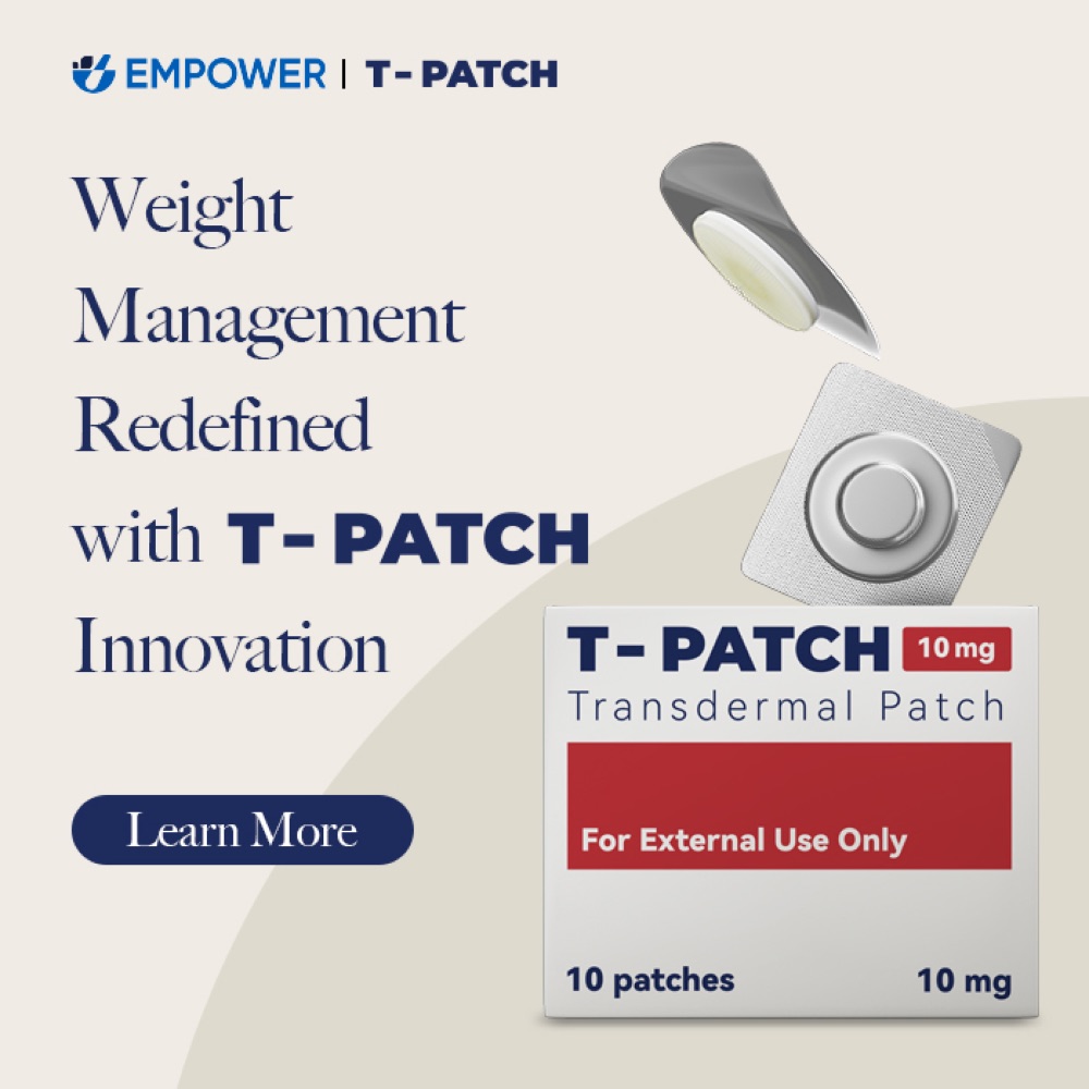 T-Patch transdermal patch — peel the backing, place the patch, and go about your day